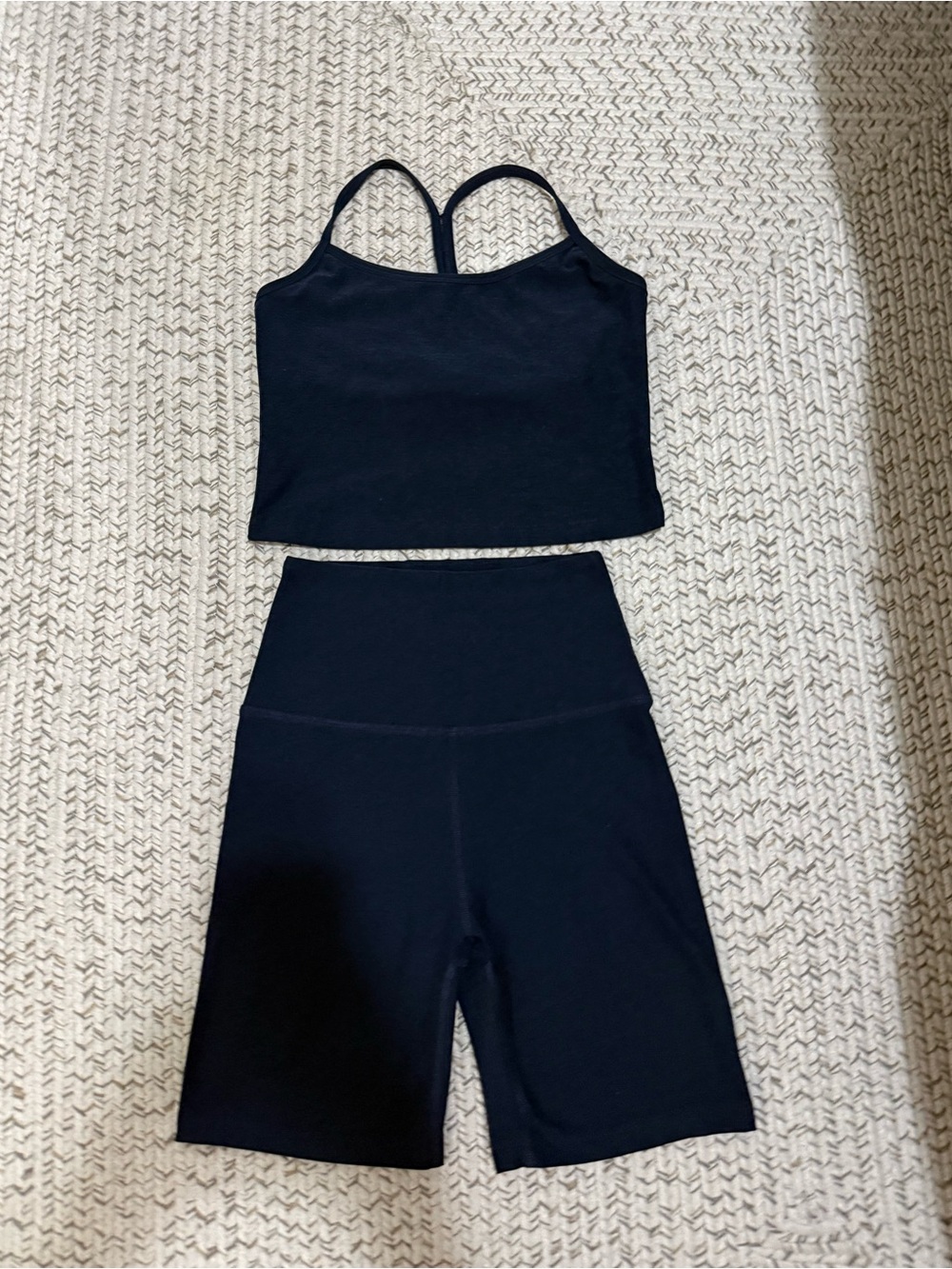 Beyond Yoga Spacedye SET Slim Racerback Cropped Tank Space + Keep Pace 7” Shorts
